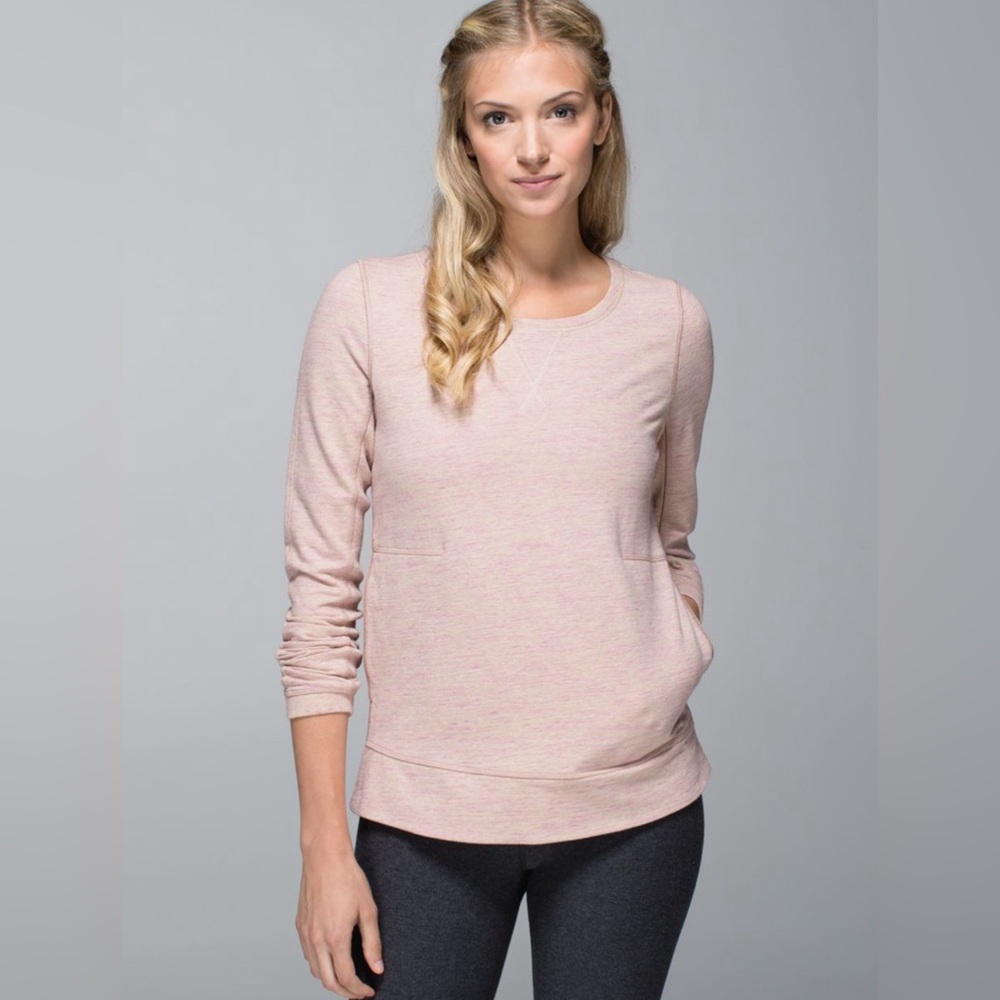 Lululemon Exhalation Pullover Heathered Pink Long… - image 1